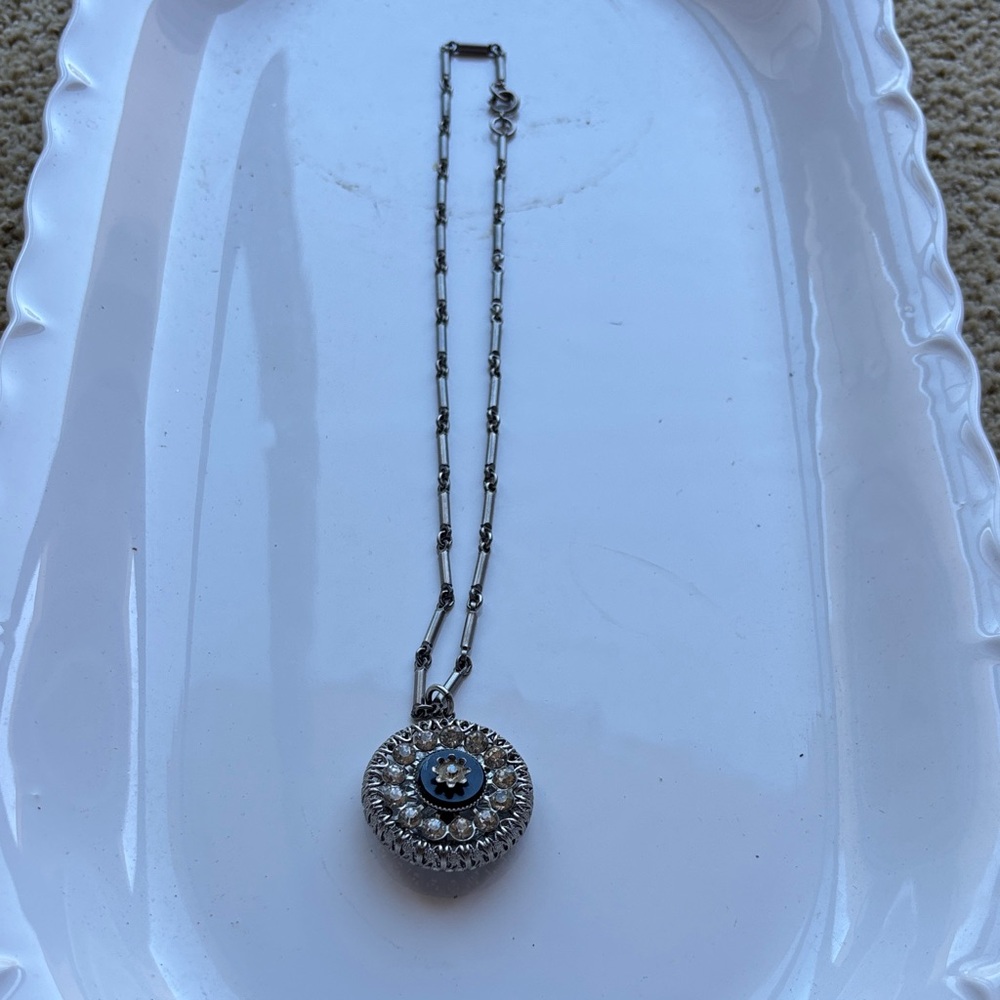 Silver and Blue Pendant Necklace